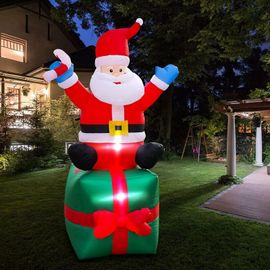 Pere Noel gonflable de 1,8 m avec boite a cadeaux Decoration exterieure avec LED lumineuses Decoration de patio exterieur pour Noel Decoration interieure exterieure Patio Pelouse Party goodnice