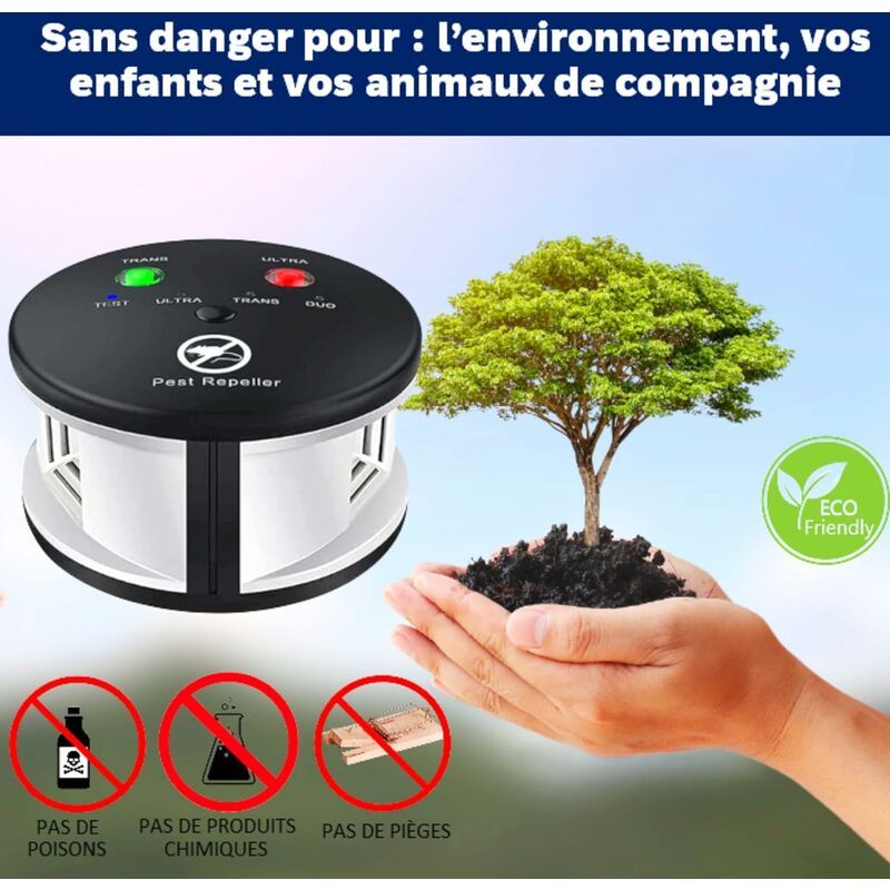 Repulsif ultrason 360 anti rats, souris, rongeurs, cafards ... - 2