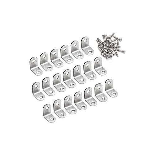 Equerre de Fixation 90 Degre Angle Droit Support 20 20 16mm forme de L Metalliques Equerres de Coin en Acier Inox Supporen pour Bois Meubles Placard Support 20 Pieces goodnice