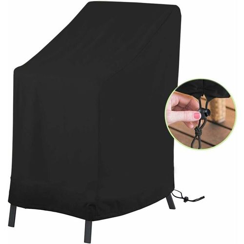 Housse De Chaise De Jardin, Impermeable Housse De Protection Pour Chaises De Jardin Housse Pour Fauteuil Empilables, Tissu Oxford 210d Avec Corde Et Boucle (120 X 65 X 65 X 80cm) Noir Goodnice