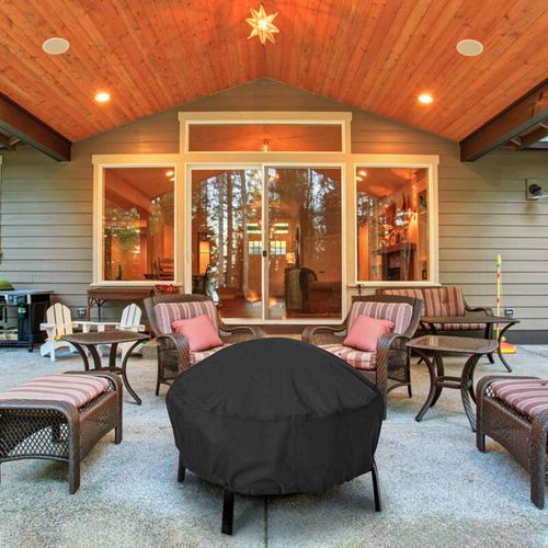 Housse De Protection Pour Braseros Impermeable Rond,Coupe-Vent,Resistant Aux Uv,Resistant A La Dechirure,Tissu Oxford 210d Housse Pour Foyer Barbecue,Housses Pour Braseros (O122x46cm) Goodnice