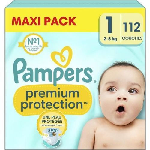 112 Couches Premium Protection Taille 1 (2kg - 5kg) - Pampers