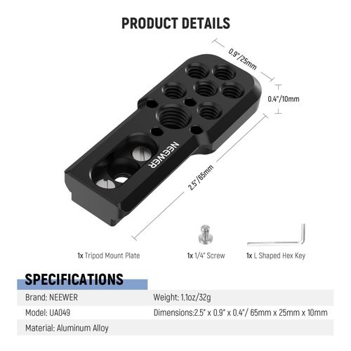 NEEpacks-Support de plaque de fromage polyvalent,1/4,3/8 trous de filetage pour trépied,plate-forme,accessoire 6,000,UA050,UA049 - Type UA049