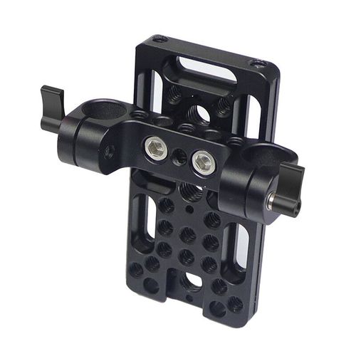 Plaque de fromage en alliage d'aluminium,plaque de montage à dégagement rapide avec trous de filetage ARRI 1/4 3/8,support de chaussure froide pour appareil photo reflex - Type TypeB 15mm Rod Clamp