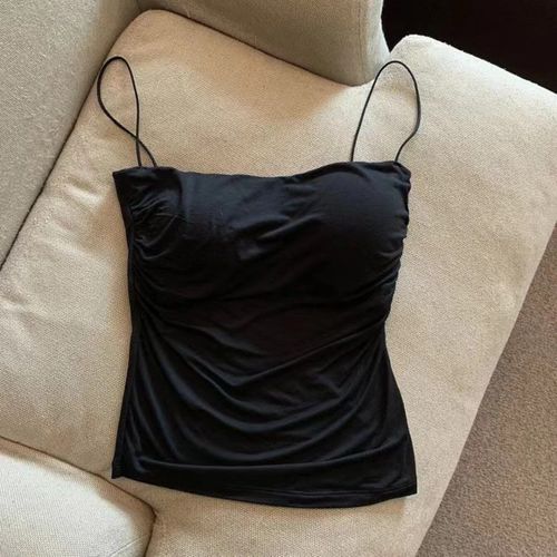 Haut Court Ajusté Pour Femme,Sous-Vêtement Féminin,Caraco Sexy,Bretelles Fines,Blanc Uni,Style Coréen