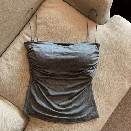 Haut Court Ajusté Pour Femme,Sous-Vêtement Féminin,Caraco Sexy,Bretelles Fines,Blanc Uni,Style Coréen