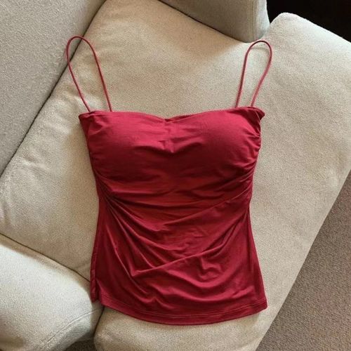 Haut Court Ajusté Pour Femme,Sous-Vêtement Féminin,Caraco Sexy,Bretelles Fines,Blanc Uni,Style Coréen