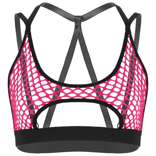 Col Licou En Résille Creux Pour Femmes,Bretelles Spaghetti Élastiques,Découpe Au Dos Entrecroisé,Sous-Boob,Glacrop,Y-Festival,Rave Wlwear