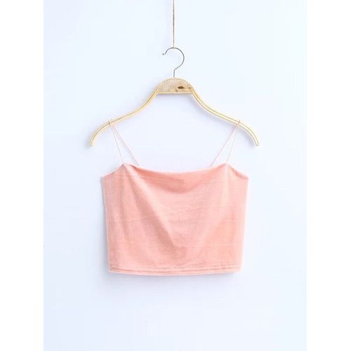Haut Court Sexy En Velours Avec Bretelles Spaghetti,Bustier Tubulaire,7 Couleurs