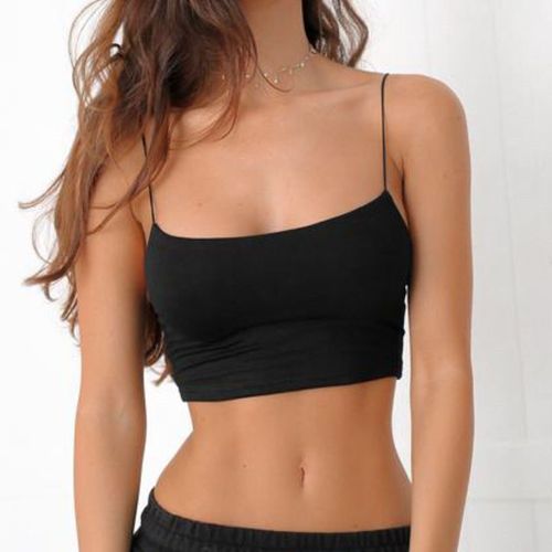 Camisole Dos Nu Pour Femme,Haut Court Noir,Licou Sexy,Bustier Tubulaire Féminin,Glacé Court,Mode Décontractée,Été