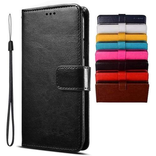 Coque Oppo A15s/Oppo A15 Flip Cover Couverture De Style Portefeuille En Simili Cuir Coque Portefeuille Etui Oppo A15s/Oppo A15 Noir