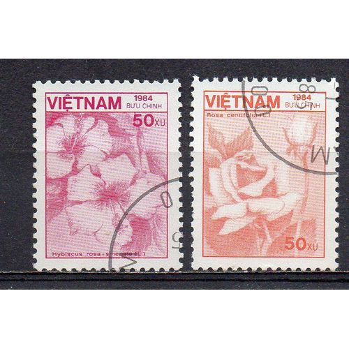 Vietnam- 2 Timbres Oblitérés - Fleurs