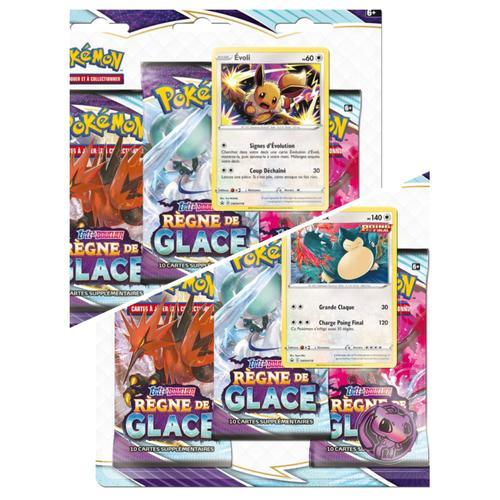 Pack 3 Boosters Pokémon Evoli Et Ronflex - Règne De Glace - 2021 - Avec Jeton