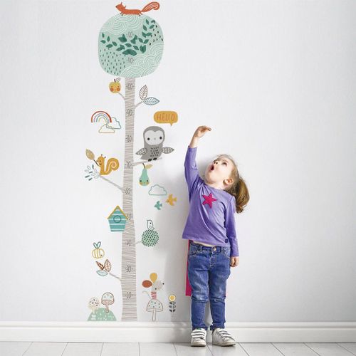 Autocollants muraux pour règle de taille pour enfants, papier peint, dessin animé, forêt, Animal, arbre, mesure de la hauteur, tableau de croissance, décoration de pépinière