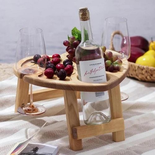 Mini Table De Pique-Nique Pliante En Bois, Table À Vin D'extérieur, Porte-Verre À Vin Parfait, Tables Basses Portables, Escalade De Collation Pour Le Camping