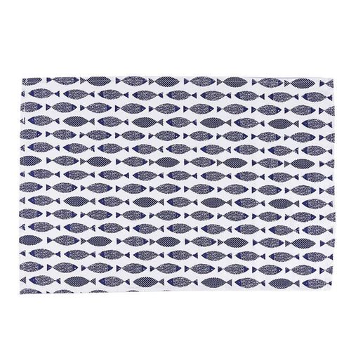 Serviette De Table En Tissu De Coton Imprimé De Poisson Bleu Méditerranéen, Torchon De Livres De Cuisine, 40x60cm, 1 Pièce