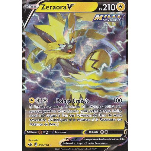 Carte Pokemon - Zeraora V - 053/198 - Ultra-Rare - Épée Et Bouclier 6 - Règne De Glace - Eb6 - Vf