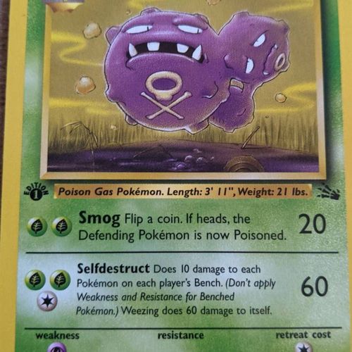 Weezing Smogogo 45/62 Fossile 1ère Edition Carte Pokemon Wizards