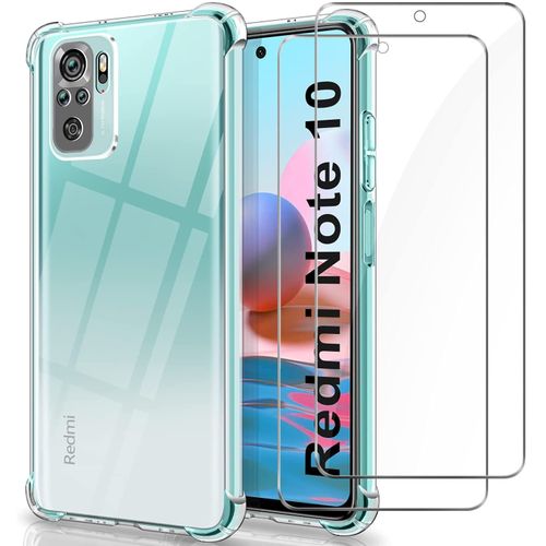 Coque Silicone Tpu Transparente Angles Renforces + 2 Verres Trempes Pour Xiaomi Redmi Note 10 4g / Note 10s Little Boutik® Couleur :
