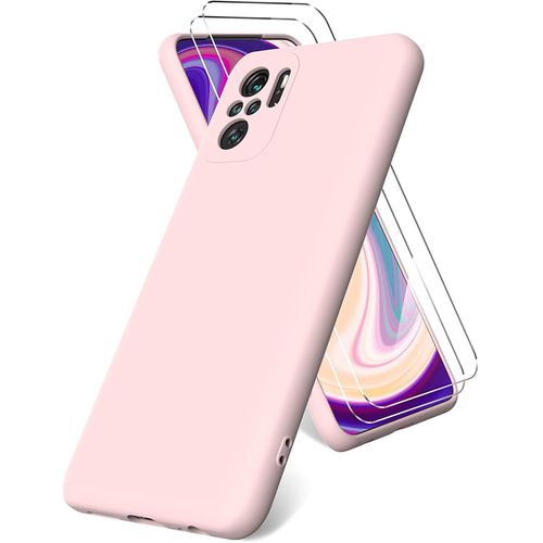 Coque Silicone Tpu Rose + 2 Verres Trempes Pour Xiaomi Redmi Note 10 4g / Note 10s Little Boutik® Couleur :