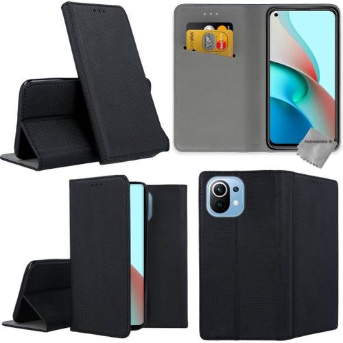 Housse Etui Coque Pochette Portefeuille Pour Xiaomi Mi 11 Lite / Mi 11 Lite 5g + Verre Trempe - Noir Magnet