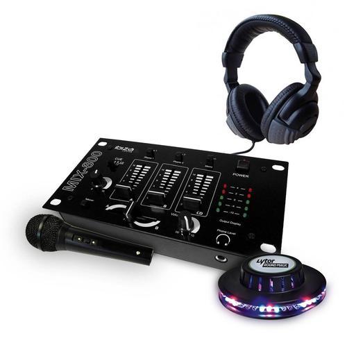 Table de mixage - Ibiza sound - casque DJ - micro noir - jeu de lumière effet UFO Ovni