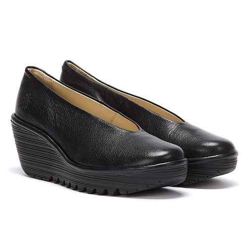 Fly London Yaz Mousse Femmes Noir Compensées - 38