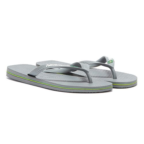 Havaianas Brasil Logo Tongs Gris Acier Pour Hommes - 45/46