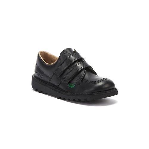 Kickers Toddlers Chaussures Kick Lo ? Velcro En Cuir Noir - 29 - 31