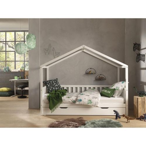Paris Prix - Pack - Lit Enfant, Barrière & Tiroir "Dallas Ii" 90x200cm Blanc