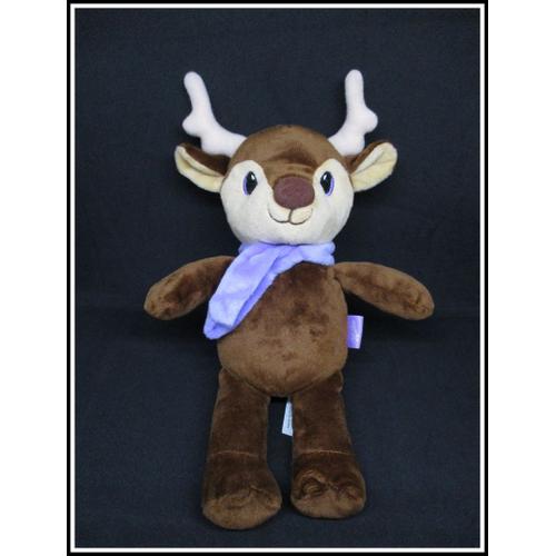 Doudou Peluche Cerf Renne - Milka - Marron Écharpe Violet