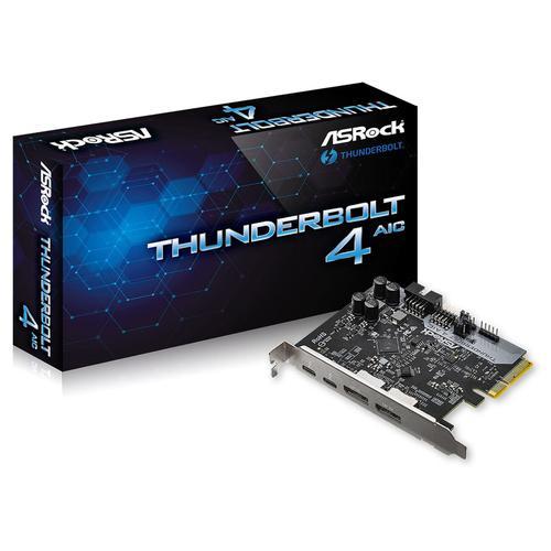 ASRock Thunderbolt 4 AIC - Carte contrôleur Thunderbolt 4 40 Gb/s compatible DisplayPort, 4K/5K et Power Delivery 27W 9V-3A - Bus PCI-Express 3.0 4x
