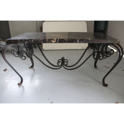 Table Salon Fer Forge Dessus Marbre