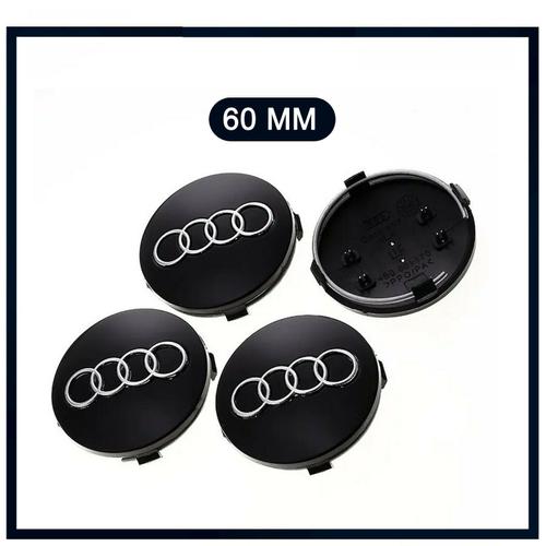 4x Cache Moyeux Centre Roue Dia 60mm Audi Logo Badge Embleme Noir