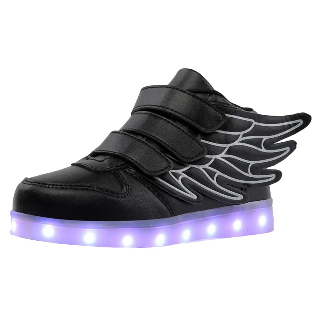 Chaussure de Sport LED Clignotant 7 Couleurs avec Chargeur USB Rechargeable  Sneakers Cuir PU Pour Enfants Garçons Filles MagiDeal 33 Noir