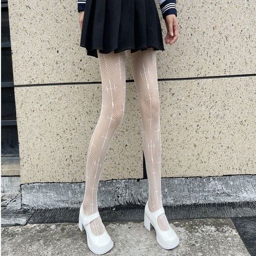 Collants Gothiques Lolita Pour Filles,Collants De Club À Imprimé Croisé,Maille Cosplay,Chaussettes Longues En Nylon Fin,Bas De Corps Sexy Pour Femmes,Collants Résille,Été