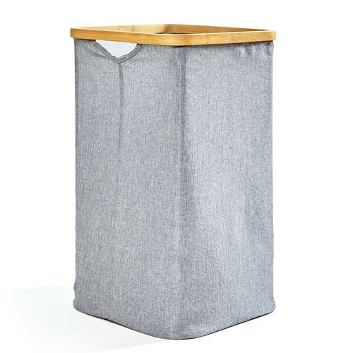 Blumfeldt , Panier Pour Rangement Du Linge , Meubles De Salle De Bain, Montage Facile Sans Outils, Capacité De 50 L, 32 X 50 X 32 Cm (Lxhxp), Angulaire, Toile De Bambou Et De Coton, Brun Clair / Gris.