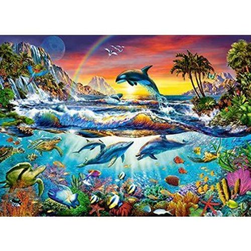 Puzzle Enfant 300 Pieces : Monde Sous Marin Dauphin Orque Tortue - Collection - Ocean - Nouveaute