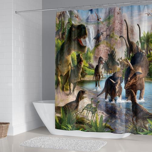Dinosaure ombre Rideau De Douche Tissu Imperméable Polyester Animal Salle de Bain Tapis 