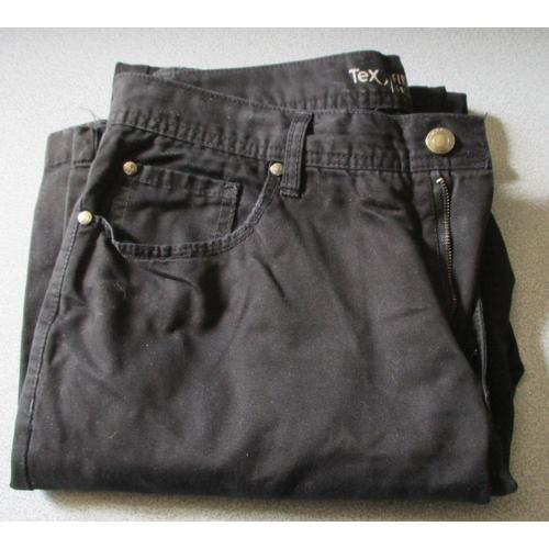 Pantalon Noir Pour Femme Style Jean - Tex Five Pockets' Collection - Taille 42 -Coton - Ceinture À Passants - Fermeture Zip + Bouton Métal - 2 Poches Avant/2 Poches Arrière