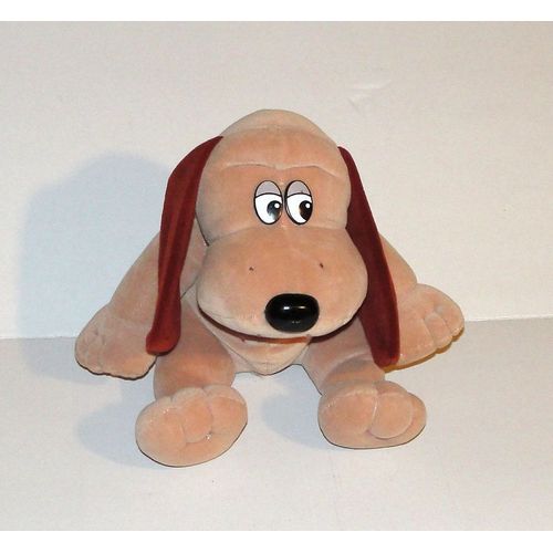 Peluche Chien Pitou Marron Oreilles Marron Fonçé Vulli Jouets Vintage Doudou Chien Assis Rare