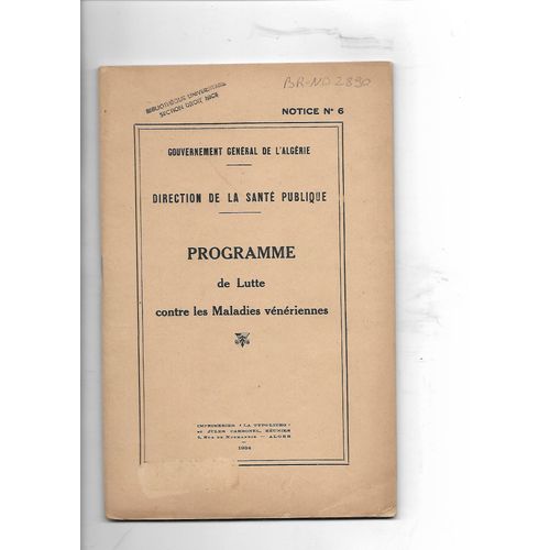 Gouvernement General De L Algerie Direction De La Sante Publique