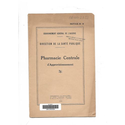 Gouvernement Général De L Algérie Pharmacie Centrale
