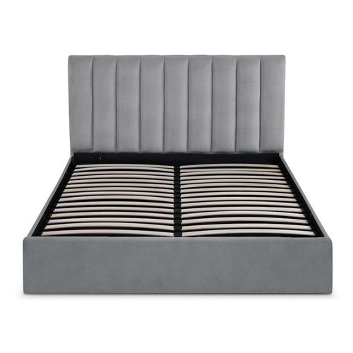 Paris Prix - Lit Coffre Design Velours "Songa" 160x200cm Argent