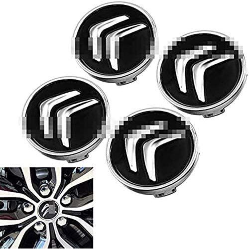 Lot De 4 Caches Moyeux Centre De Roue Citroën Logo Chrome Fond Noir Diamètre 60mm