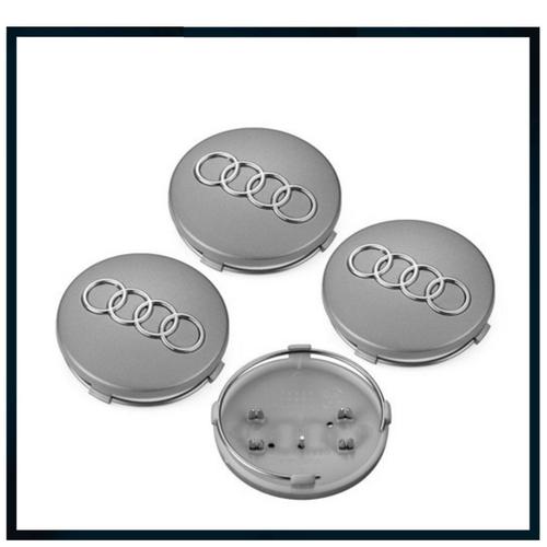 4x Cache Moyeux Centre Roue Dia 60mm Audi Logo Badge Emblème Gris