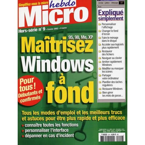 Micro Hebdo Hors-Série N° 09, Maîtrisez Windows 95, 98, Me, Xp À Fond