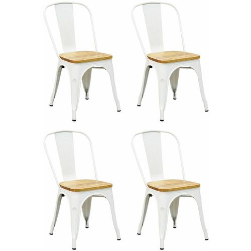 Chaise Industrielle En Métal Et Bois D'orme Huilé (Lot De 4)