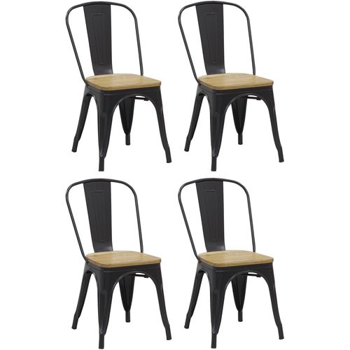 Chaise Industrielle En Métal Et Bois D'orme Huilé (Lot De 4)