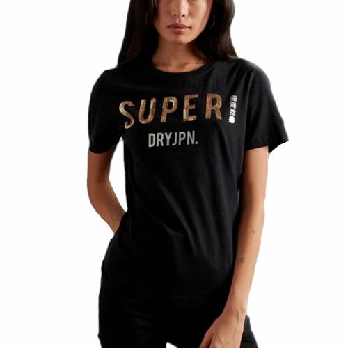 T Shirt Superdry Jpn Sequin Black Femme Noir